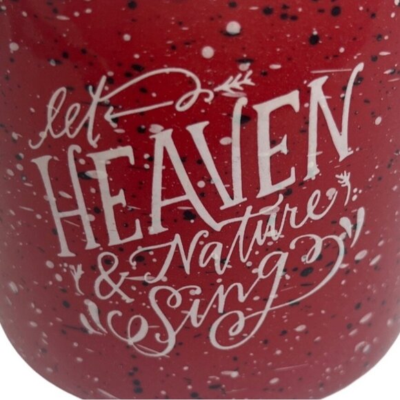 Coffee Hot Chocolate Mug Cup Red Let Heaven and Nature Sing Christmas Red - Picture 3 of 5